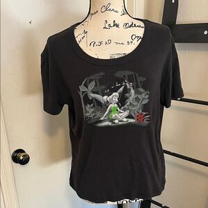 Disney Classics Black Twinkerbell Fairy Ladybug Design Pullover T-Shirt